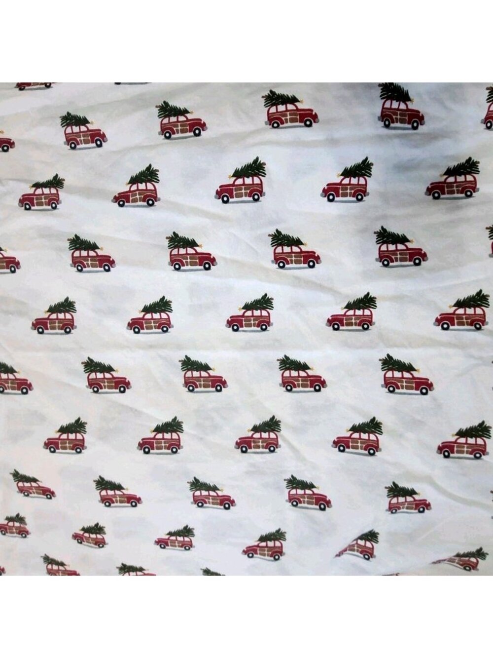 Pottery Barn King Size 100% Organic Cotton Flat Sheet Christmas Trees